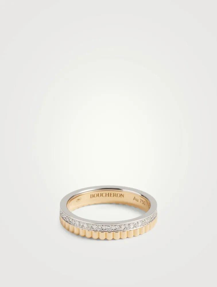 Radiant Edition Quatre Yellow And White Gold Wedding Band With Diamonds