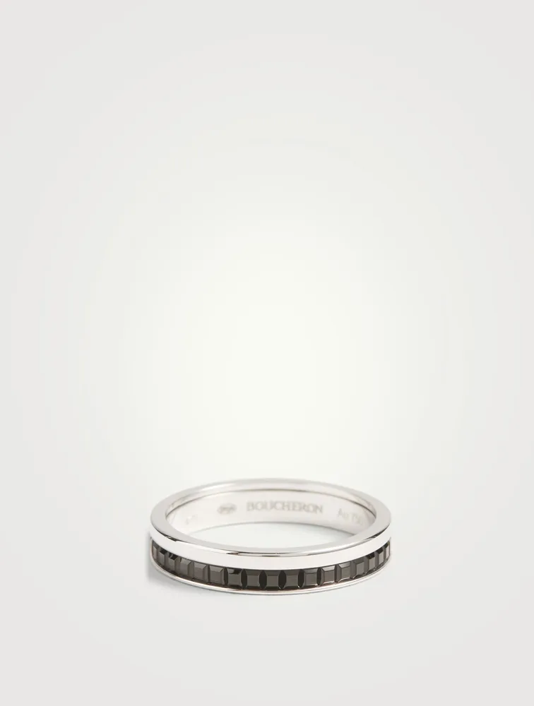 Black Edition Quatre White Gold Wedding Band With PVD