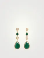 Serpent Bohème Gold Pendant Earrings With Malachite And Diamonds