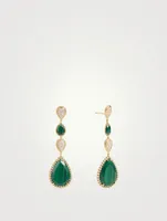 Serpent Bohème Gold Pendant Earrings With Malachite And Diamonds