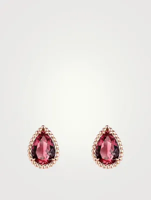 Serpent Bohème Rose Gold Stud Earrings With Rhodolite Garnet