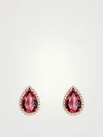 Serpent Bohème Rose Gold Stud Earrings With Rhodolite Garnet