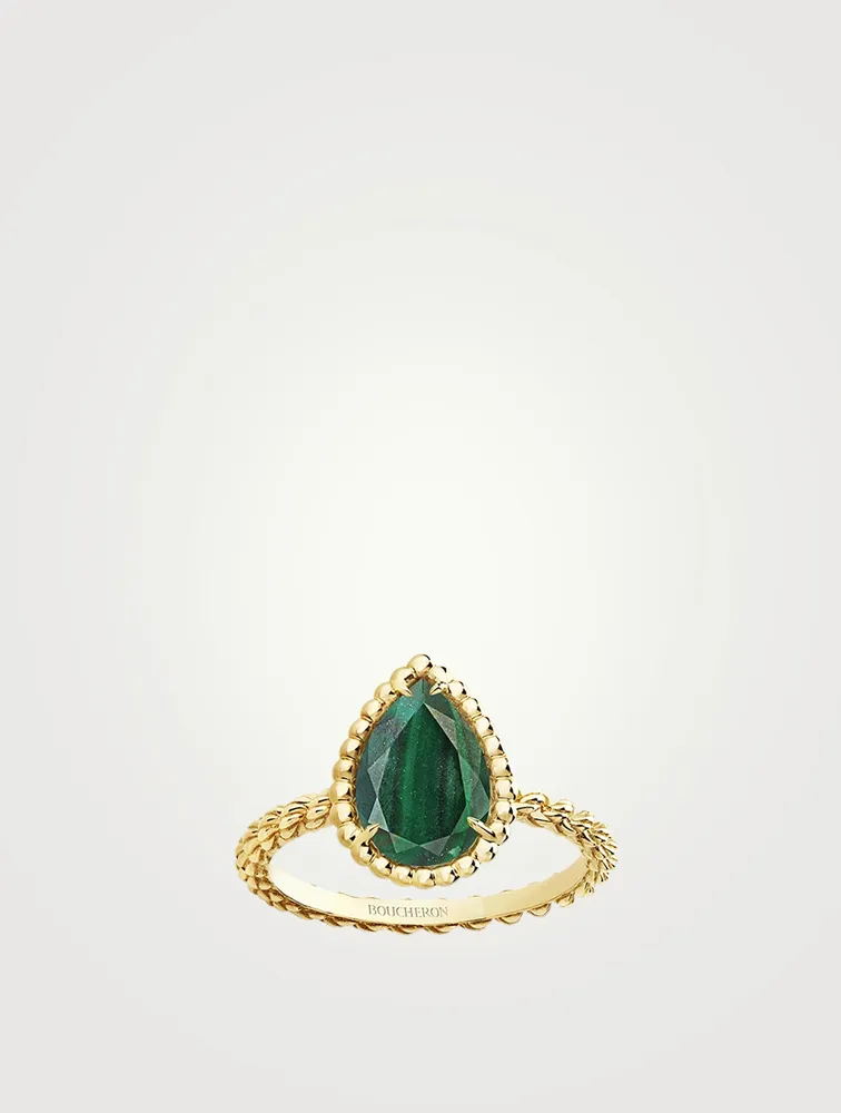 Serpent Bohème Gold Ring With Malachite