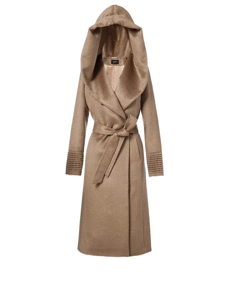 Alpaca Long Wrap Coat With Hood