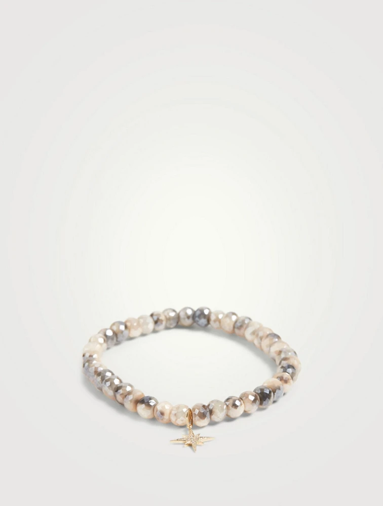 Beaded Bracelet With 14K Gold Small Starburst Diamond Charm