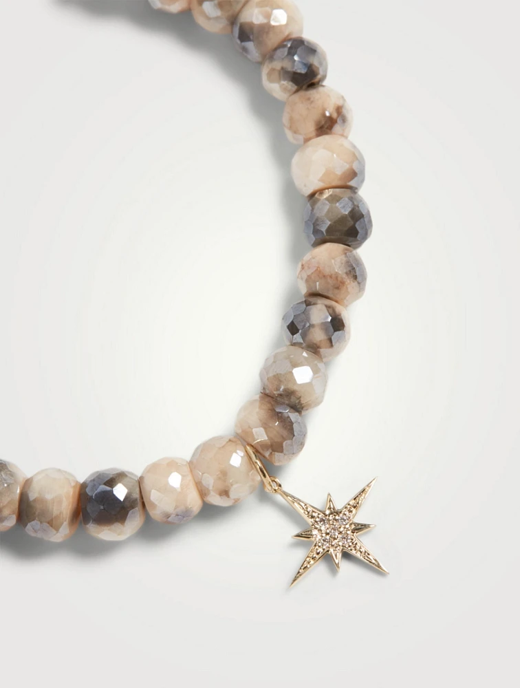 Beaded Bracelet With 14K Gold Small Starburst Diamond Charm