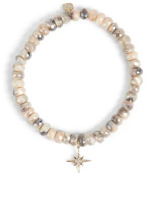 Beaded Bracelet With 14K Gold Small Diamond Starburst Charm