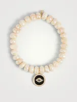 Beaded Bracelet With 14K Gold Diamond Evil Eye Charm