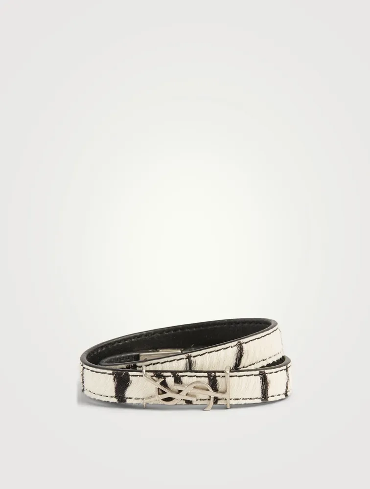 Opyum YSL Calf Hair Wrap Bracelet In Zebra Print