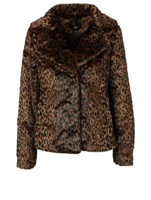 Elvira Faux Fur Coat Leopard Print