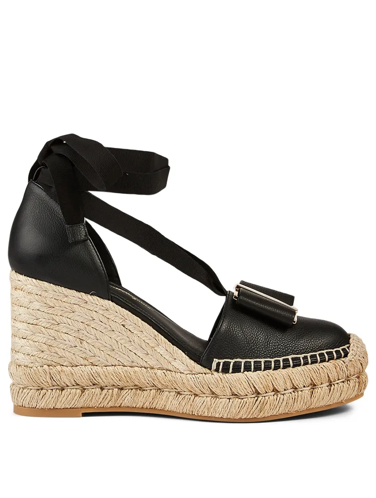 Geranio Leather Wedge Espadrilles