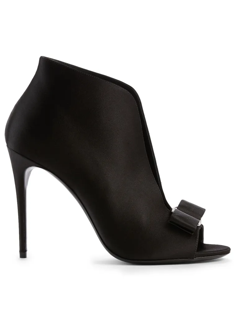 Lara 105 Satin Peep-Toe Heeled Ankle Boots