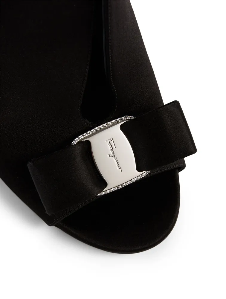 Lara 105 Satin Peep-Toe Heeled Ankle Boots
