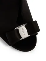 Lara 105 Satin Peep-Toe Heeled Ankle Boots
