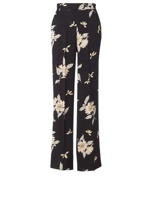 Pinstripe Tailored Pants Floral Print