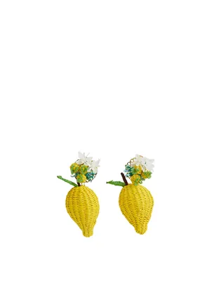 Lemon Iraca Palm Drop Earrings