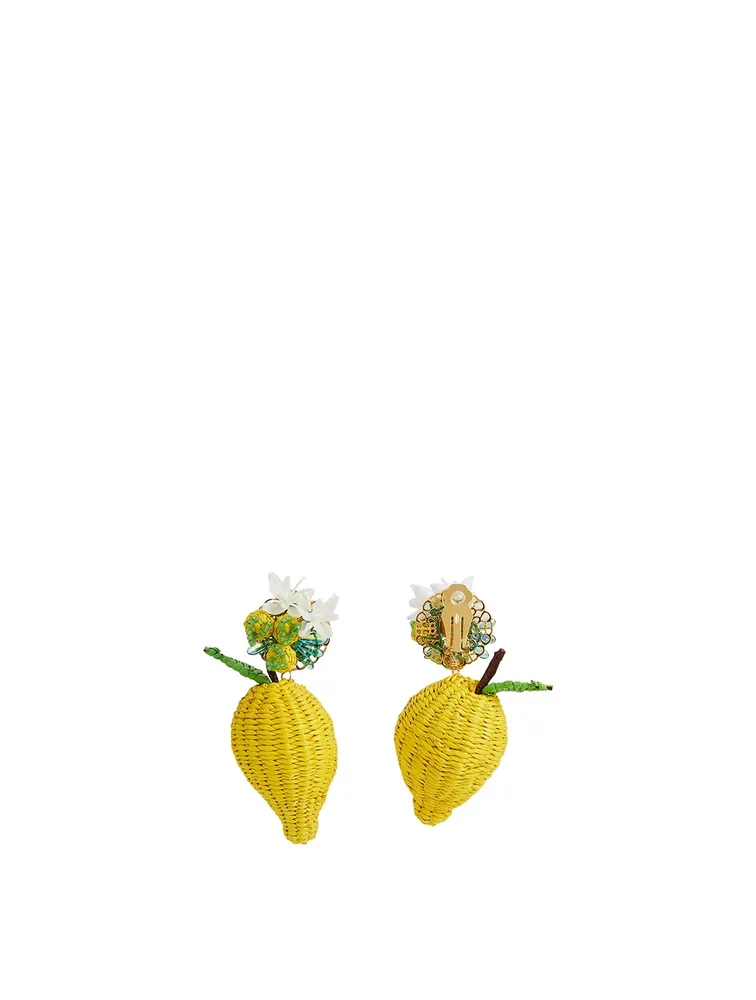 Lemon Iraca Palm Drop Earrings