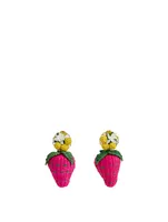 Strawberry Iraca Palm Drop Earrings