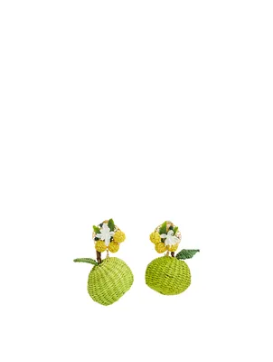 Apple Iraca Palm Drop Earrings