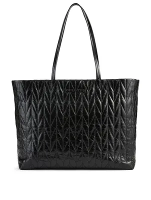 Quilted Shiny Leather Tote Bag