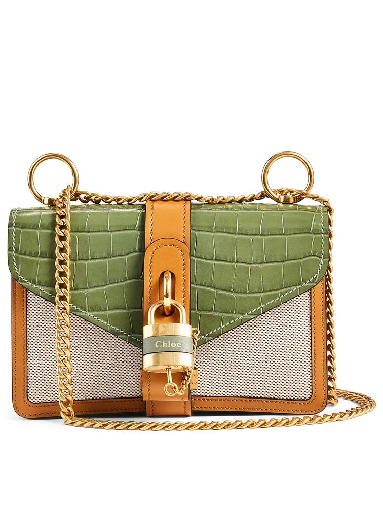 Mini Aby Leather And Canvas Chain Shoulder Bag