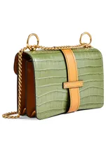 Mini Aby Leather And Canvas Chain Shoulder Bag