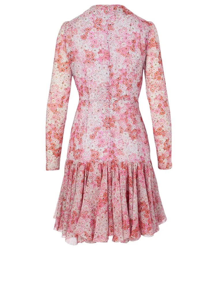 Silk Dress Rose Print