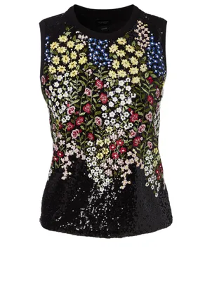 Sequin Embroidered Sleeveless Top