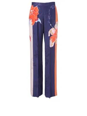 Silk-Blend Pants Lily Print