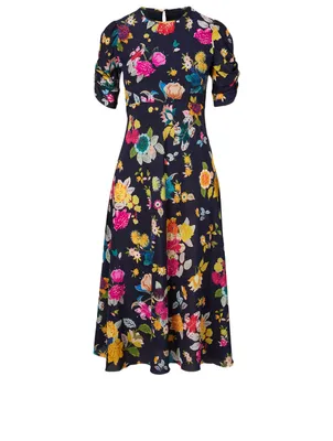 Silk-Blend Dress Floral Print