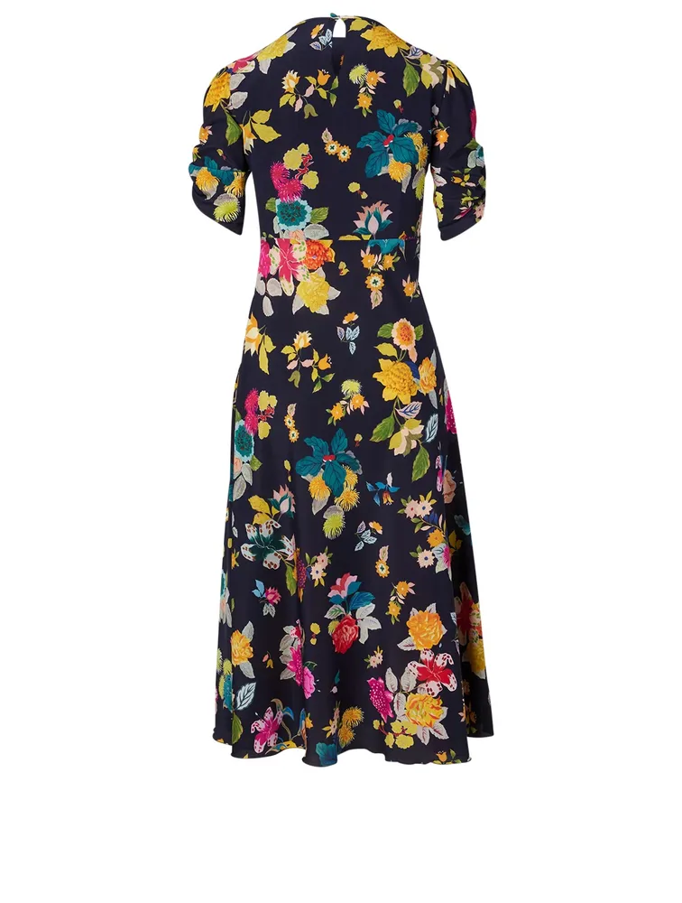 Silk-Blend Dress Floral Print