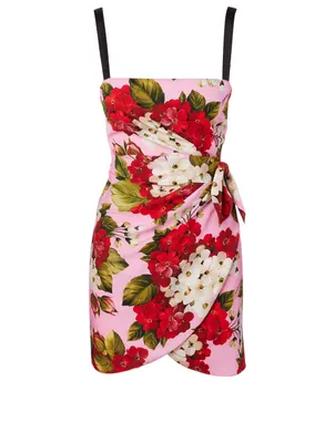 Silk Stretch Mini Dress Floral Print