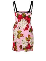 Silk Stretch Mini Dress Floral Print