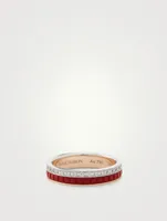 Red Edition Quatre  Rose Gold Wedding Band With Ceramic And Diamonds