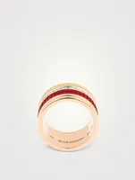 Large Red Edition Quatre Ring With Ceramic And Diamonds