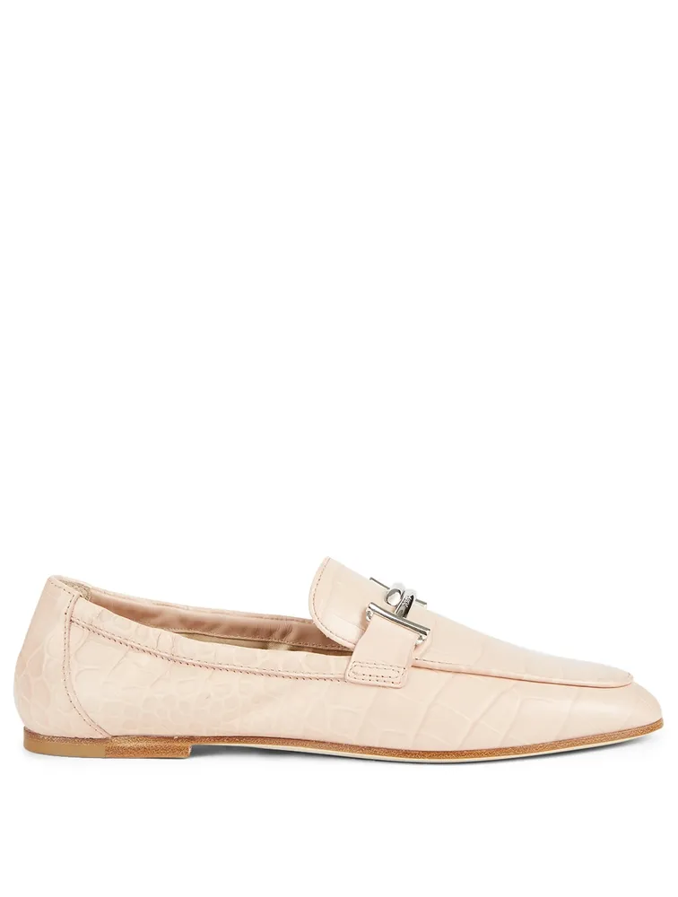 Croc-Embossed Leather Loafers