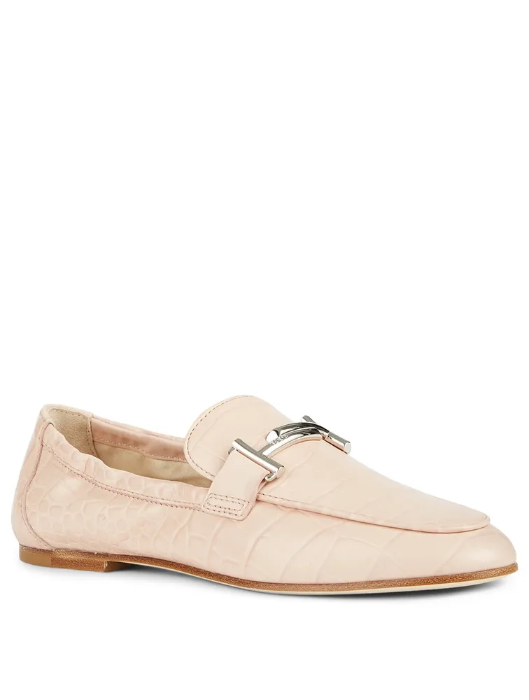 Croc-Embossed Leather Loafers