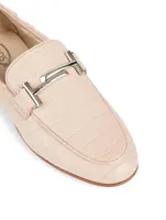 Croc-Embossed Leather Loafers