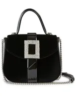 Micro Beau Vivier Strass Buckle Velvet Bag