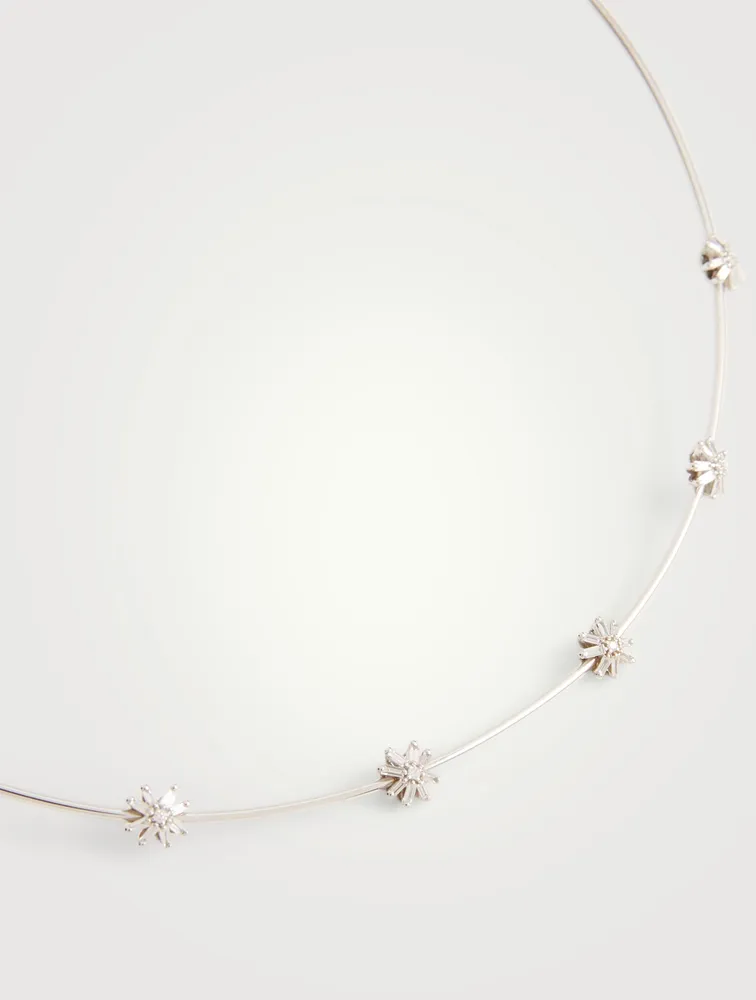 Fireworks 18K White Gold Cluster Collar Necklace With Diamonds