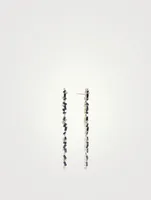 Fireworks 18K White Gold Flexible Dangle Earrings With Diamonds And Blue Sapphire