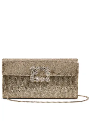 Flower Strass Buckle Metallic Clutch Bag