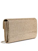Flower Strass Buckle Metallic Clutch Bag