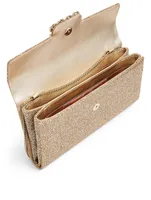 Flower Strass Buckle Metallic Clutch Bag