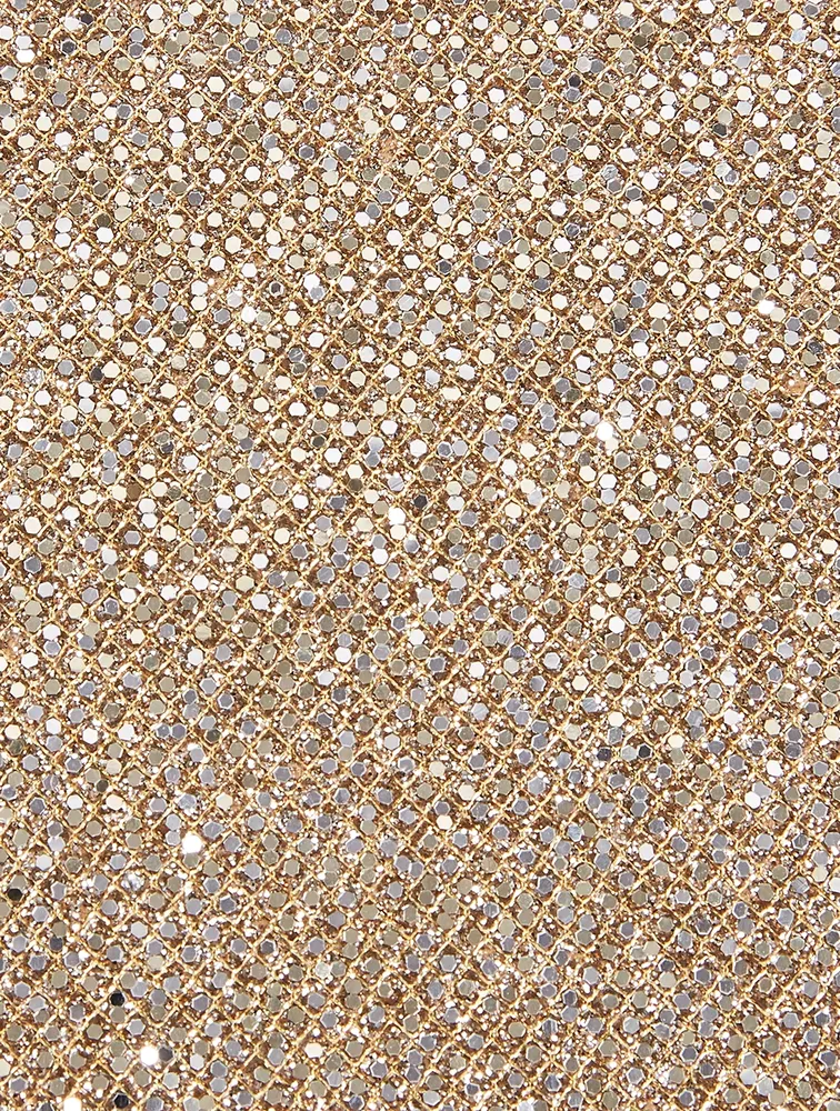 Flower Strass Buckle Metallic Clutch Bag