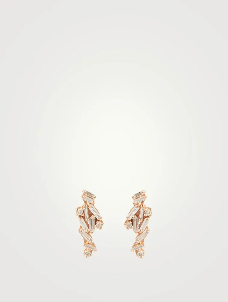 Fireworks 18K Rose Gold Earrings Wth Diamonds