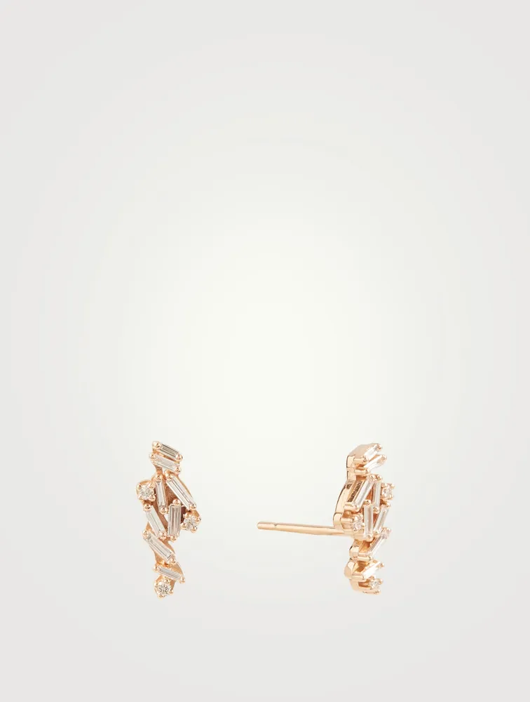 Fireworks 18K Rose Gold Earrings Wth Diamonds