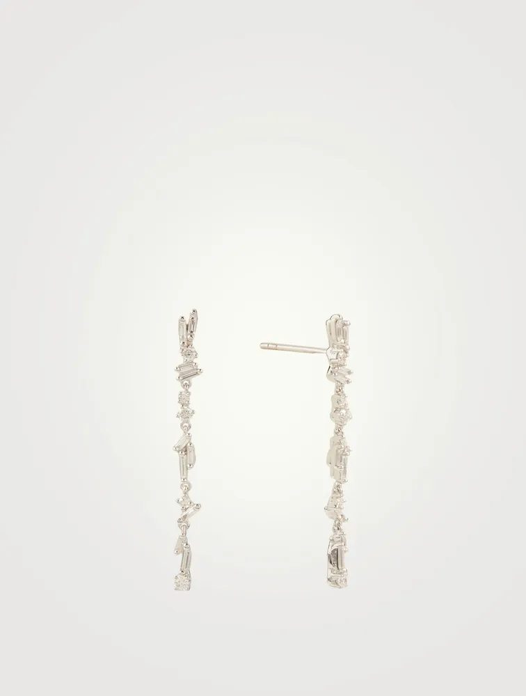 Fireworks 18K White Gold Fringe Earrings With Diamonds