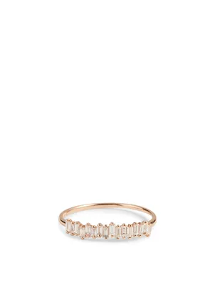 Fireworks 18K Rose Gold Half Band Ring With Diamonds