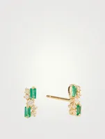 Fireworks 18K Gold Earrings With Emerald And Diamonds